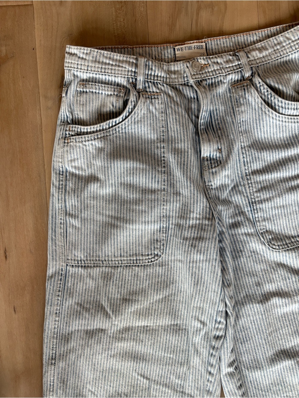 We The Free Women's Relaxed Wide-Leg Stripe Jeans - Light Blue - Picture 3 of 7
